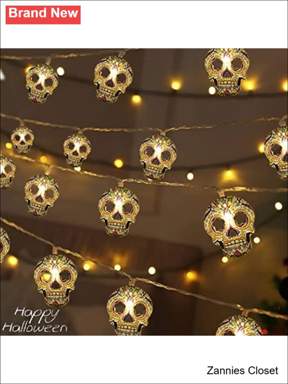 👻 Halloween Skull String Lights 15 FT 30 LED Warm White Fairy Lights Decor